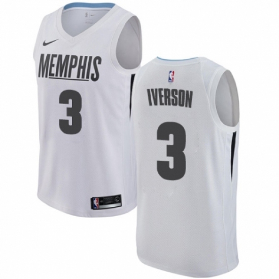 Women's Nike Memphis Grizzlies 3 Allen Iverson Swingman White NBA Jersey - City Edition