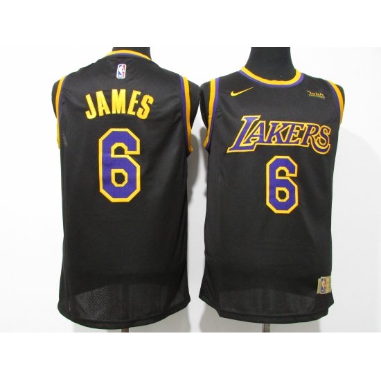 Men's Nike Los Angeles Lakers 6 LeBron James Black Basketball Swingman Association Edition Jersey