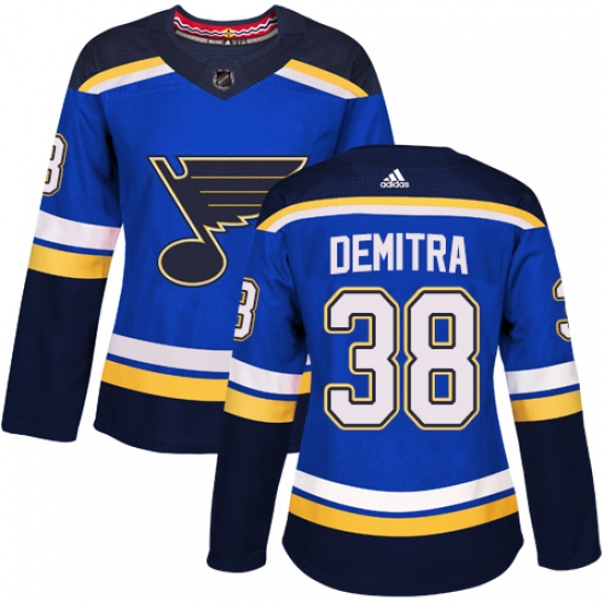 Women's Adidas St. Louis Blues 38 Pavol Demitra Authentic Royal Blue Home NHL Jersey