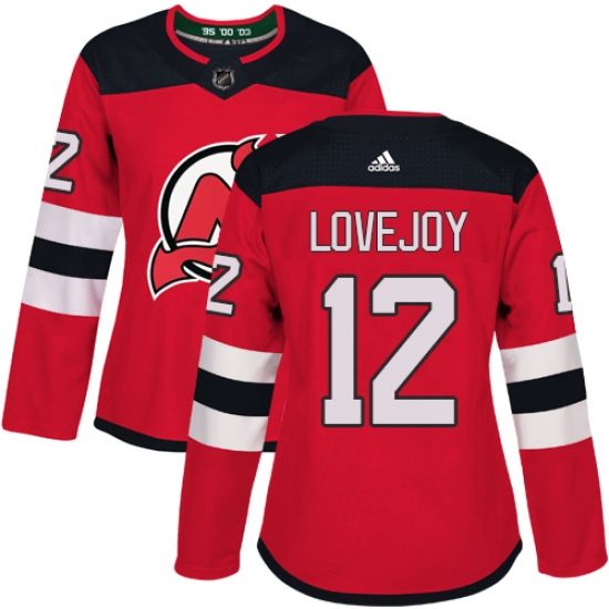 Women's Adidas New Jersey Devils 12 Ben Lovejoy Authentic Red Home NHL Jersey