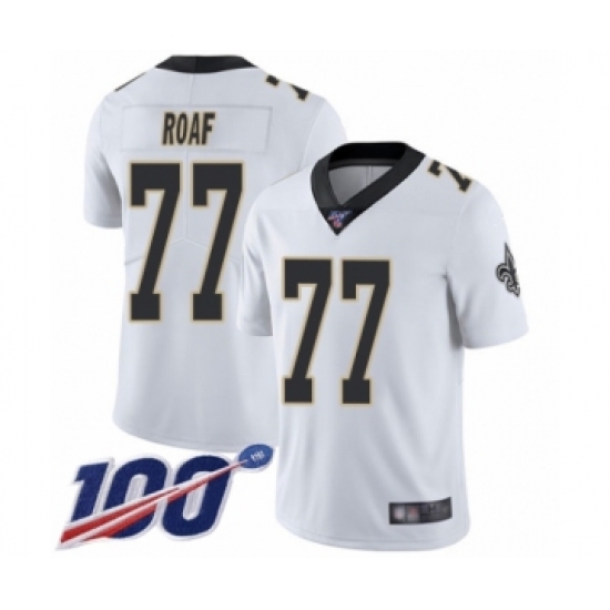 Men's New Orleans Saints 77 Willie Roaf White Vapor Untouchable Limited Player 100th Season Football Jersey