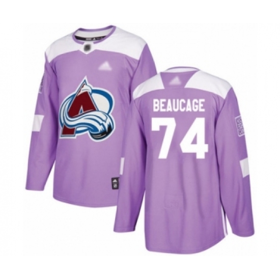 Youth Colorado Avalanche 74 Alex Beaucage Authentic Purple Fights Cancer Practice Hockey Jersey