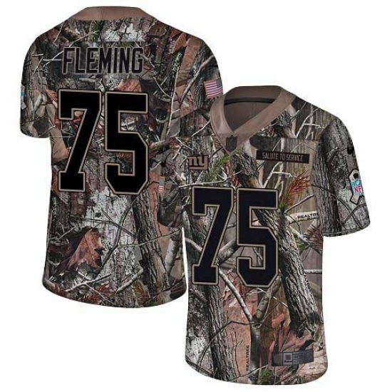 Youth New York Giants 75 Cameron Fleming Camo Stitched Limited Rush Realtree Jersey