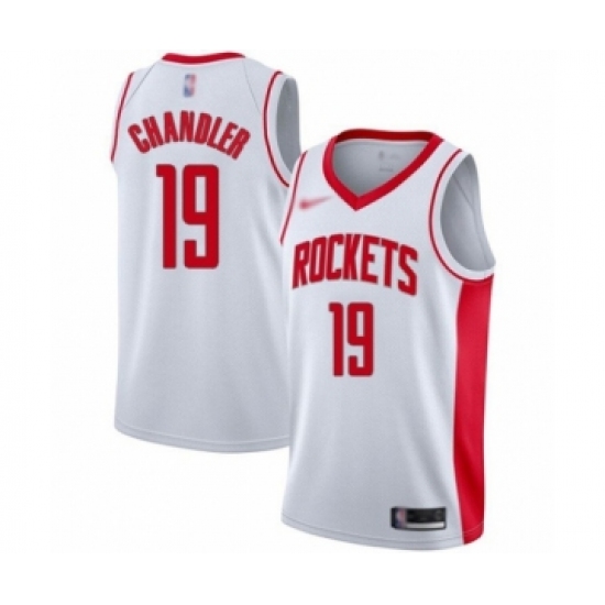 Men's Houston Rockets 19 Tyson Chandler Authentic White Finished Basketball Jersey - Association Edition