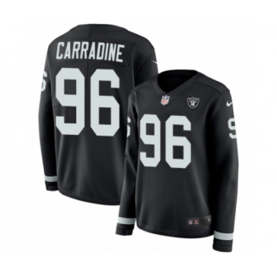 Women's Nike Oakland Raiders 96 Cornellius Carradine Limited Black Therma Long Sleeve NFL Jersey