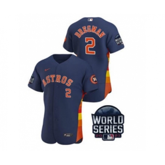 Men's Houston Astros 2 Alex Bregman 2021 Navy World Series Flex Base Stitched Baseball Jersey