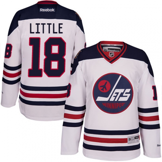 Men's Reebok Winnipeg Jets 18 Bryan Little Authentic White 2016 Heritage Classic NHL Jersey