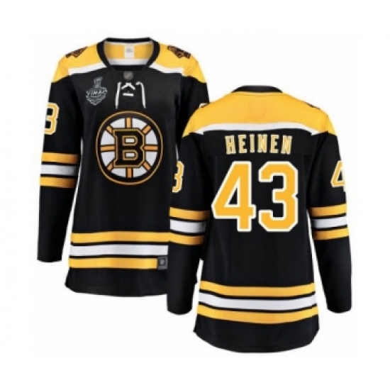 Women's Boston Bruins 43 Danton Heinen Authentic Black Home Fanatics Branded Breakaway 2019 Stanley Cup Final Bound Hockey Jersey