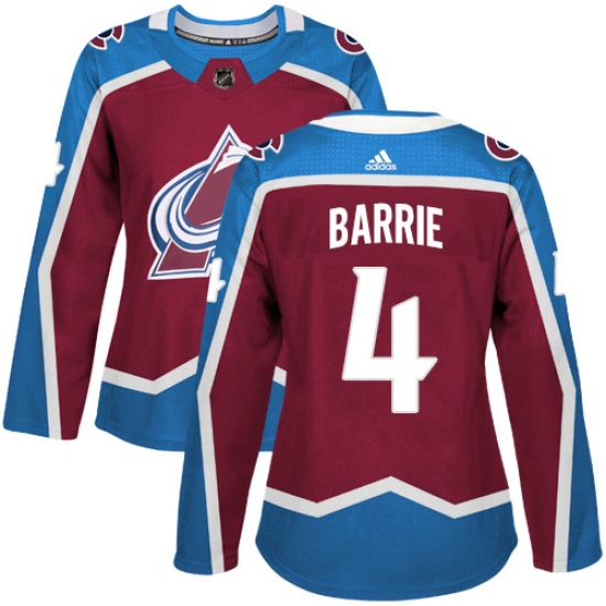 Women's Adidas Colorado Avalanche 4 Tyson Barrie Premier Burgundy Red Home NHL Jersey