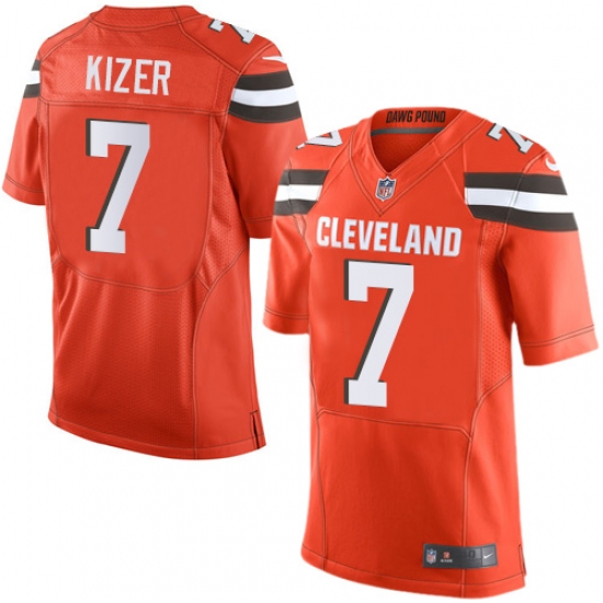 Men's Nike Cleveland Browns 7 DeShone Kizer Elite Orange Alternate NFL Jersey