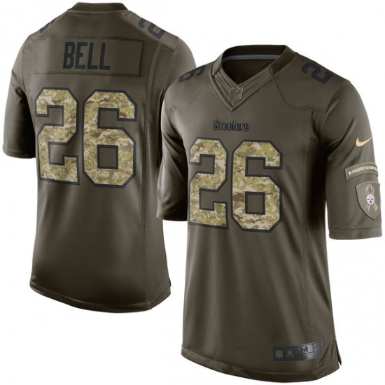 Men's Nike Pittsburgh Steelers 26 Le'Veon Bell Elite Green Salute to Service NFL Jersey