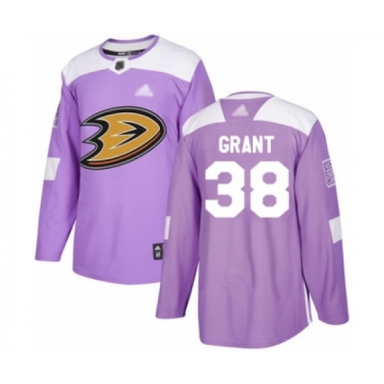 Youth Anaheim Ducks 38 Derek Grant Authentic Purple Fights Cancer Practice Hockey Jersey