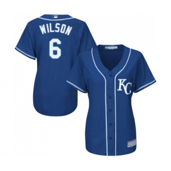 Women's Kansas City Royals 6 Willie Wilson Replica Blue Alternate 2 Cool Base Baseball Jersey