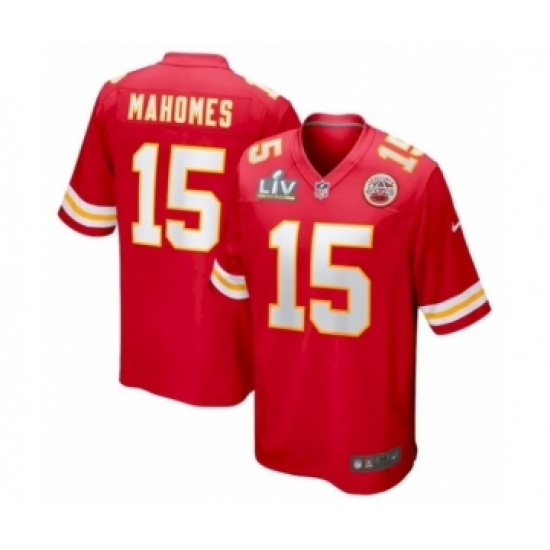 Youth Kansas City Chiefs 15 Patrick Mahomes Red Super Bowl LV game Jersey