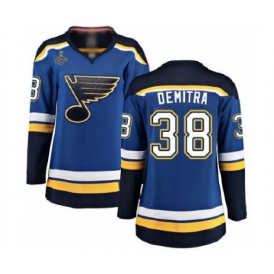 Women's St. Louis Blues 38 Pavol Demitra Fanatics Branded Royal Blue Home Breakaway 2019 Stanley Cup Champions Hockey Jersey