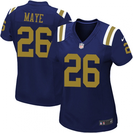 Women's Nike New York Jets 26 Marcus Maye Elite Navy Blue Alternate NFL Jersey