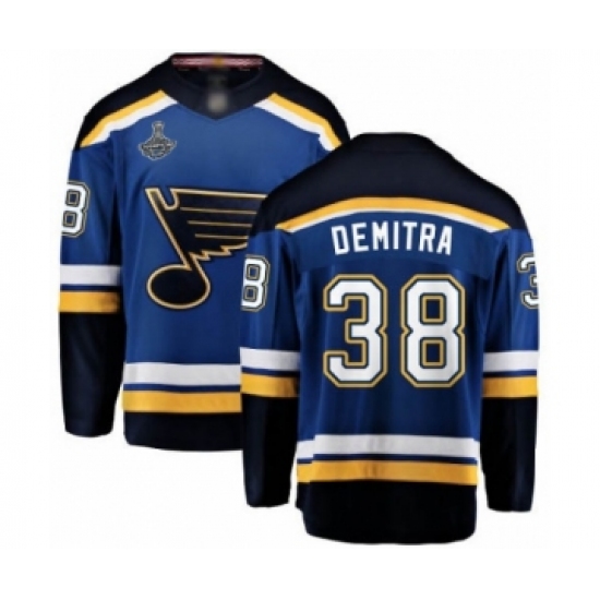 Youth St. Louis Blues 38 Pavol Demitra Fanatics Branded Royal Blue Home Breakaway 2019 Stanley Cup Champions Hockey Jersey