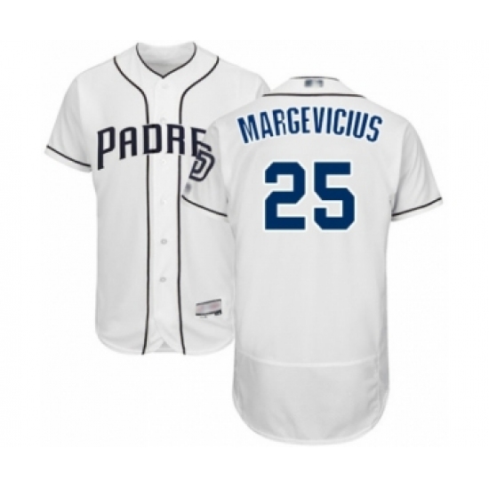 Men's San Diego Padres 25 Nick Margevicius White Home Flex Base Authentic Collection Baseball Player Jersey