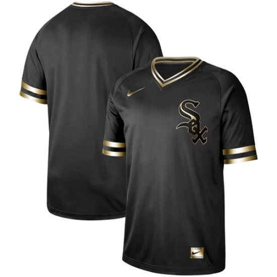 Men's Nike Chicago White Sox Blank Black Gold Authentic Stitched Baseball Jersey