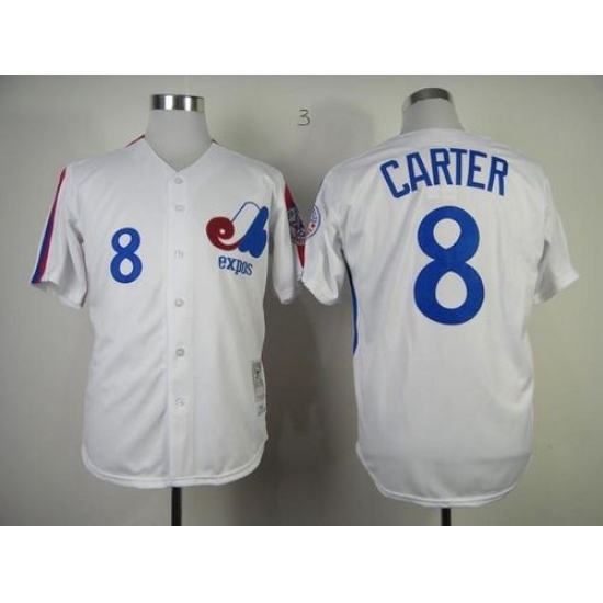 Mitchell And Ness 1982 Expos 8 Gary Carter White Throwback Stitched Baseball Jersey