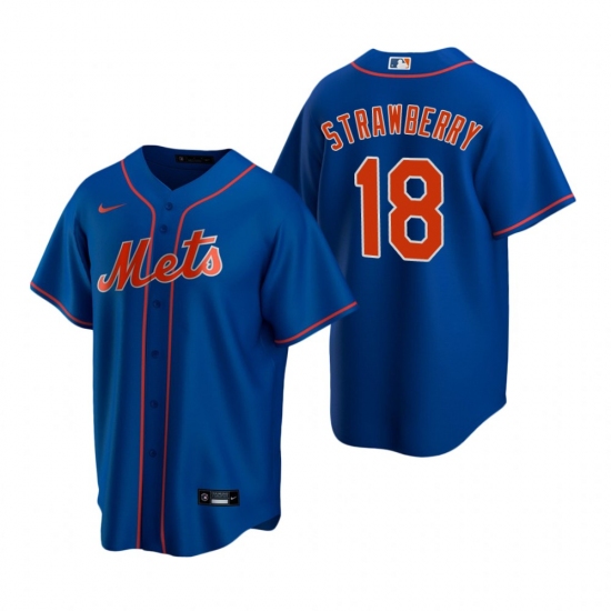 Men's Nike New York Mets 18 Darryl Strawberry Royal Alternate Stitched Baseball Jersey