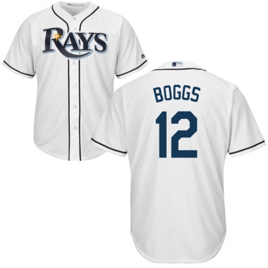 Men's Majestic Tampa Bay Rays 12 Wade Boggs Replica White Home Cool Base MLB Jersey