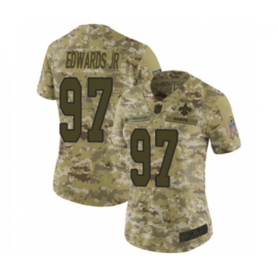 Women's New Orleans Saints 97 Mario Edwards Jr Limited Camo 2018 Salute to Service Football Jersey