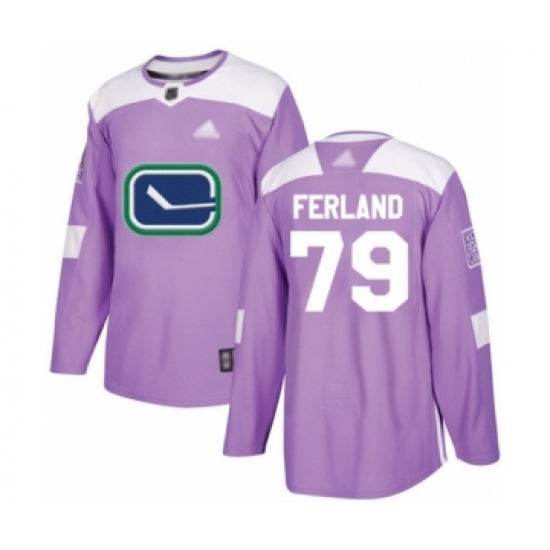 Men's Vancouver Canucks 79 Michael Ferland Authentic Purple Fights Cancer Practice Hockey Jersey