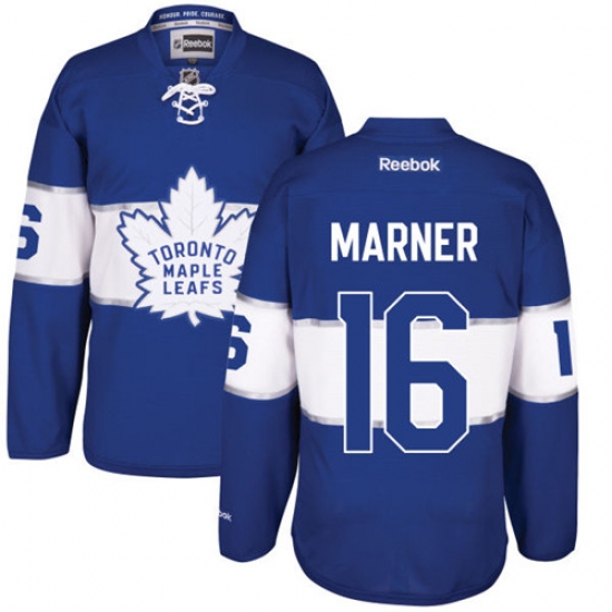 Men's Reebok Toronto Maple Leafs 16 Mitchell Marner Premier Royal Blue 2017 Centennial Classic NHL Jersey