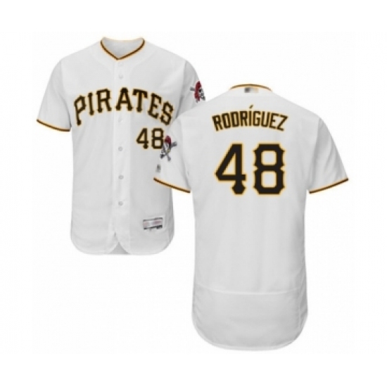 Men's Pittsburgh Pirates 48 Richard Rodriguez White Home Flex Base Authentic Collection Baseball Player Jersey