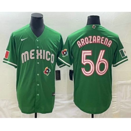 Men's Mexico Baseball 56 Randy Arozarena 2023 Green World Classic Stitched Jerseys