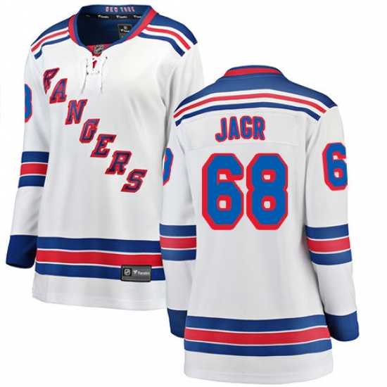 Women's New York Rangers 68 Jaromir Jagr Fanatics Branded White Away Breakaway NHL Jersey