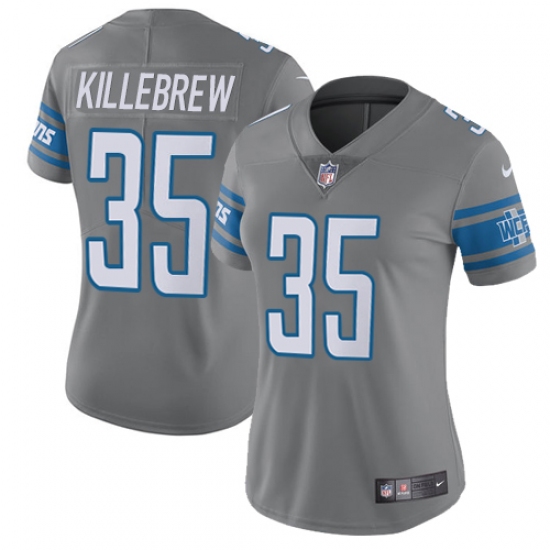 Women's Nike Detroit Lions 35 Miles Killebrew Limited Steel Rush Vapor Untouchable NFL Jersey