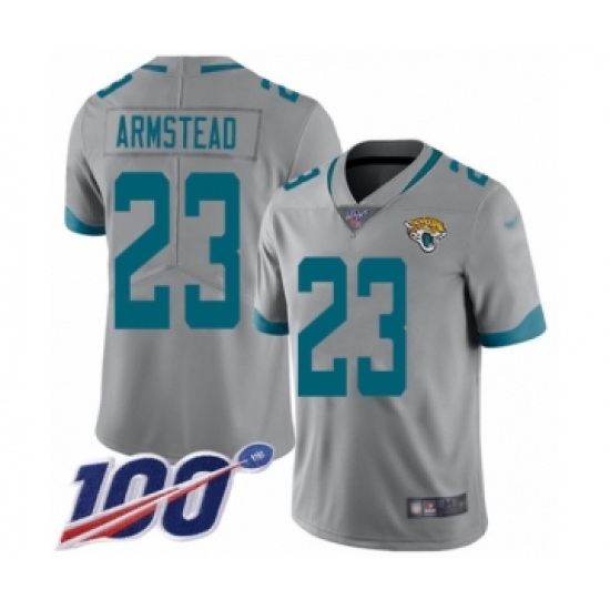 Men's Jacksonville Jaguars 23 Ryquell Armstead Silver Inverted Legend Limited 100th Season Football Jersey