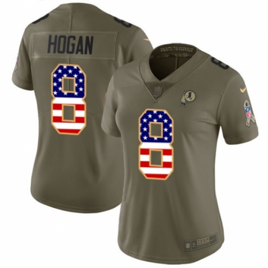 Women's Nike Washington Redskins 8 Kevin Hogan Limited Olive/USA Flag 2017 Salute to Service NFL Jersey