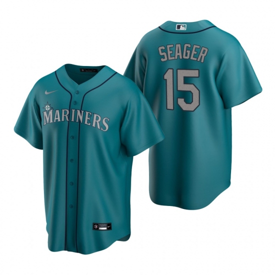 Men's Nike Seattle Mariners 15 Kyle Seager Aqua Alternate Stitched Baseball Jersey