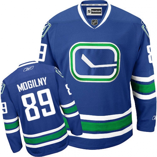 Men's Reebok Vancouver Canucks 89 Alexander Mogilny Authentic Royal Blue Third NHL Jersey