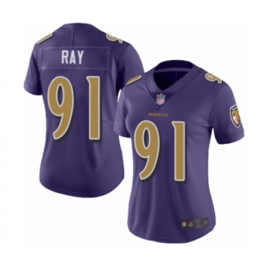 Women's Baltimore Ravens 91 Shane Ray Limited Purple Rush Vapor Untouchable Football Jersey