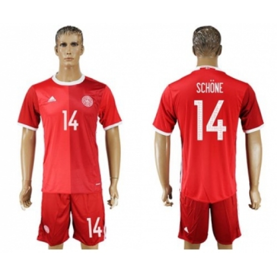 Danmark 14 Schone Red Home Soccer Country Jersey