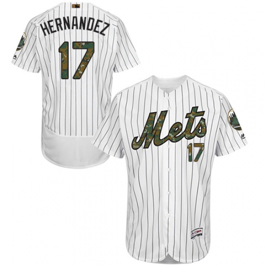 Men's Majestic New York Mets 17 Keith Hernandez Authentic White 2016 Memorial Day Fashion Flex Base MLB Jersey