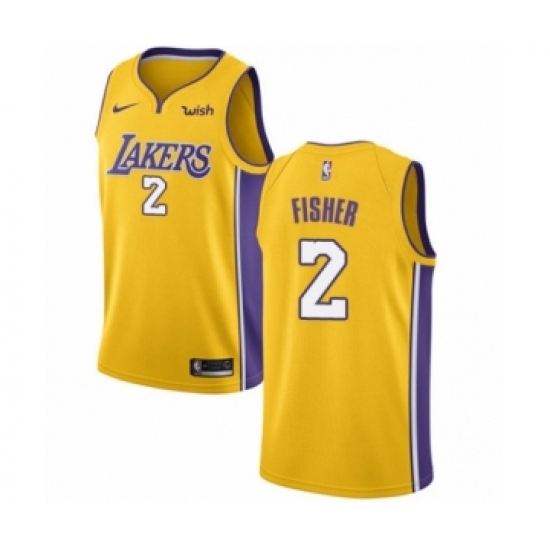 Youth Los Angeles Lakers 2 Derek Fisher Swingman Gold Home Basketball Jersey - Icon Edition