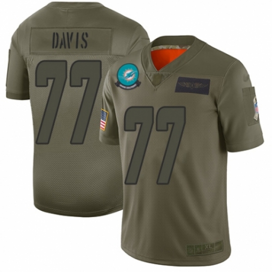 Women's Miami Dolphins 77 Jesse Davis Limited Camo 2019 Salute to Service Football Jersey