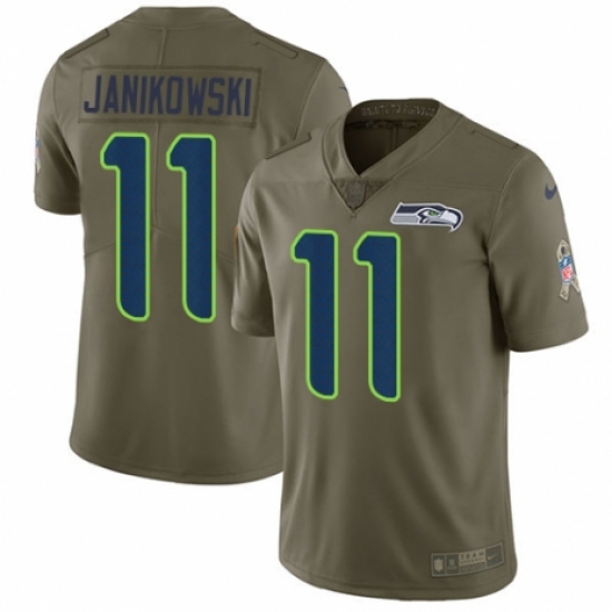 Youth Nike Seattle Seahawks 11 Sebastian Janikowski Limited Olive 2017 Salute to Service NFL Jersey