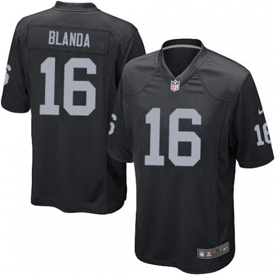 Men's Nike Oakland Raiders 16 George Blanda Game Black Team Color NFL Jersey