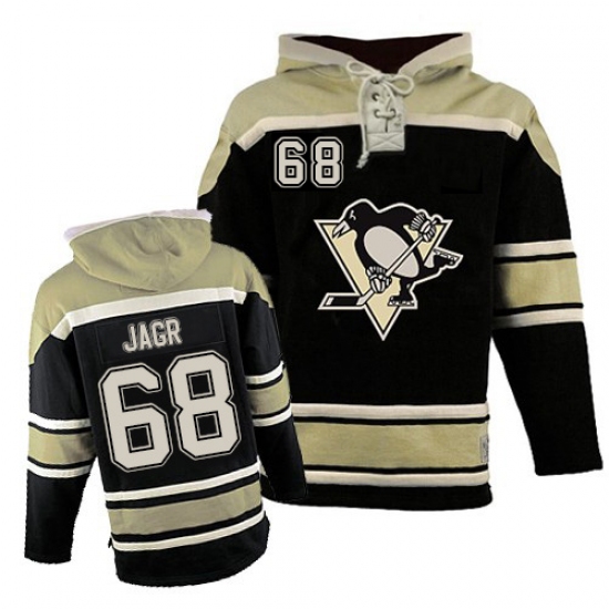 Men's Old Time Hockey Pittsburgh Penguins 68 Jaromir Jagr Premier Black Sawyer Hooded Sweatshirt NHL Jersey