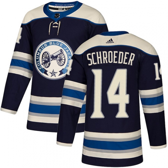 Men's Adidas Columbus Blue Jackets 14 Jordan Schroeder Authentic Navy Blue Alternate NHL Jersey