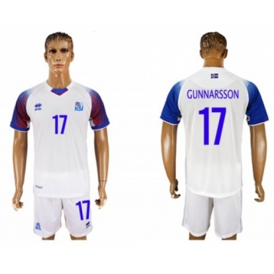 Iceland 17 Gunnarsson Away Soccer Country Jersey