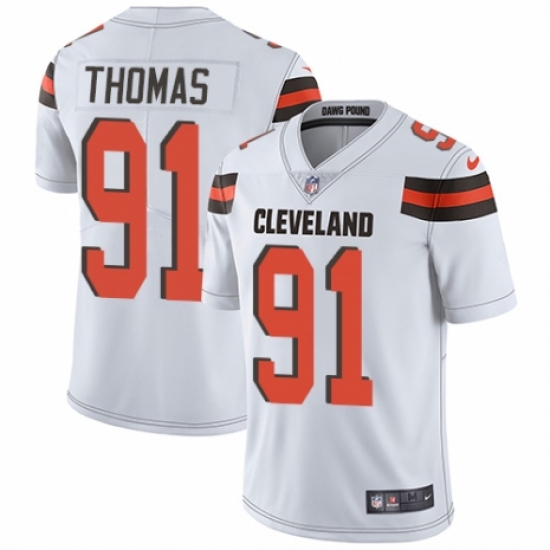 Youth Nike Cleveland Browns 91 Chad Thomas White Vapor Untouchable Elite Player NFL Jersey