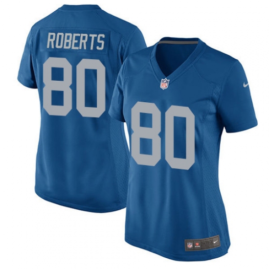 Women's Nike Detroit Lions 80 Michael Roberts Game Blue Alternate NFL Jersey