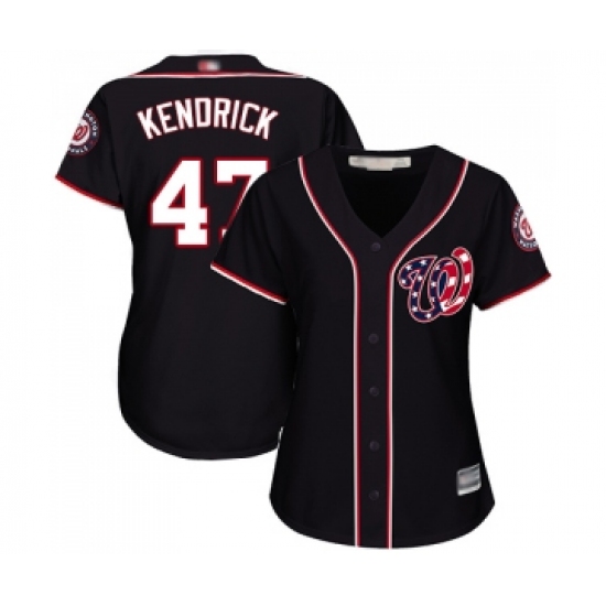 Women's Washington Nationals 47 Howie Kendrick Replica Navy Blue Alternate 2 Cool Base Baseball Jersey